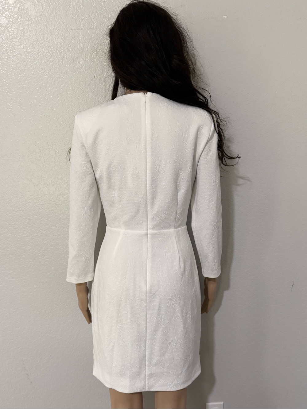 Veronica Beard White Long-Sleeve Mini Shift Dress - Picture 9 of 10